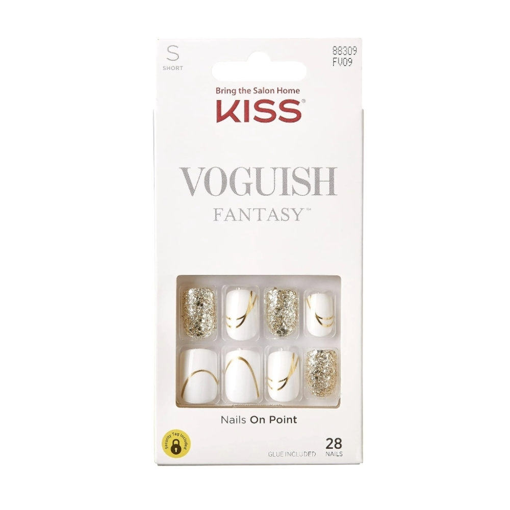 NEW! KISS Voguish Fantasy Gold and White Nails